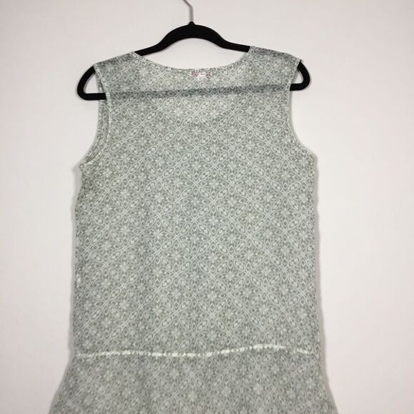 Sheer green and white sleeveless floaty top drawstring drop waist cottagecore M - Picture 4 of 7